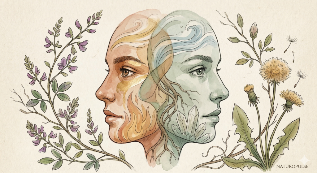 illustration Tempérament Mixte en naturopathie goût bilieux nerveux sanguin lymphatique selon les travaux du Dr Jean Dupond 