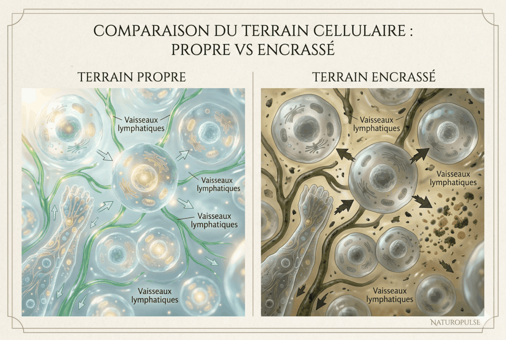 illustration-comparatif-liquides-encrasses-vs-liquides-propres cellules humaines: rôle dans la santé et l'équilibre du corps