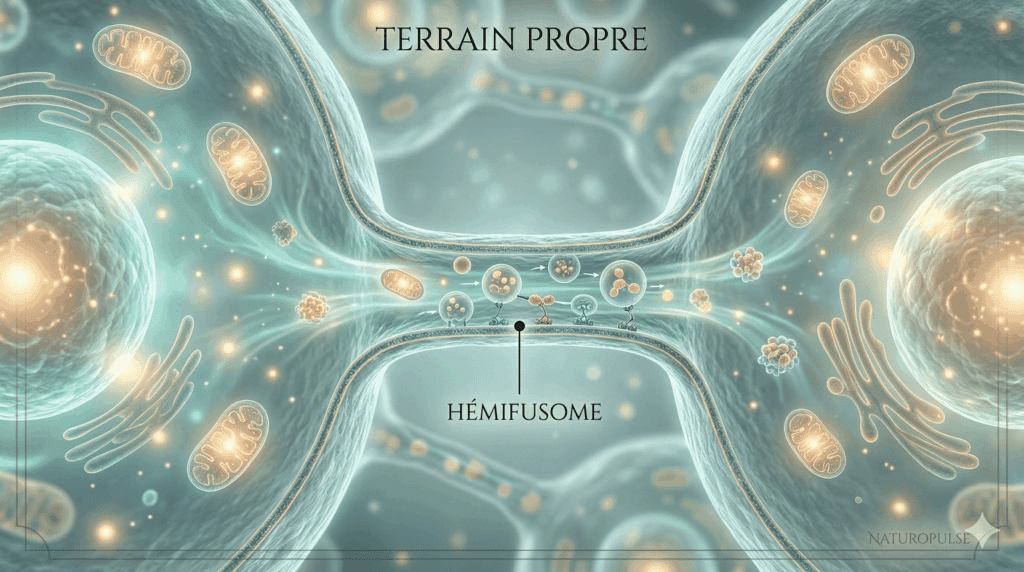 illustration-des-Hemifusomes; cellules humaines: rôle dans la santé et l'équilibre du corps